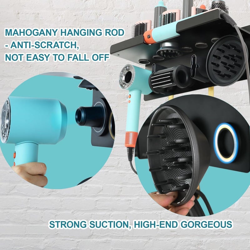CATOOMUU Wall Mount Hair Dryer Stand Holder for Dyson Supersonic Nural Hair Dryer and Dyson Airwrap Styler, 2 in 1 Blow Dryer Accessories Organizer Storage Rack, Aluminum Alloy - Image 4